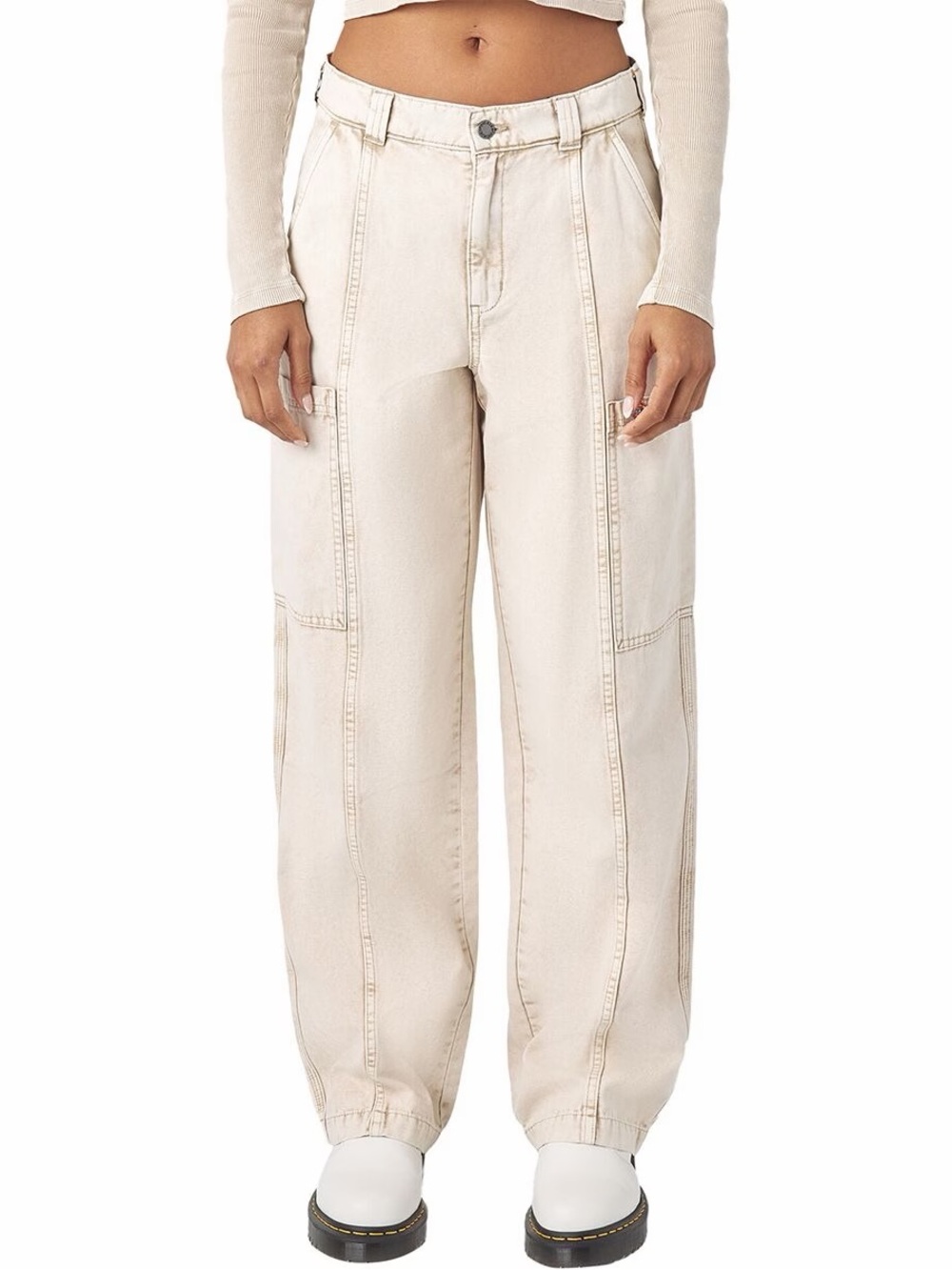 Urban Outfitters Cream Cargo Jumpsuit Pants